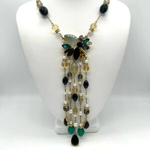Erickson Beamon Rocks Beaded Drop Fringe Necklace